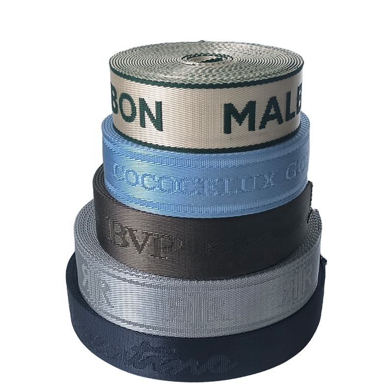 Wholesale Custom 10mm-40mm Polyester Nylon Jacquard Webbing Tape Woven Band For Bags/Belts