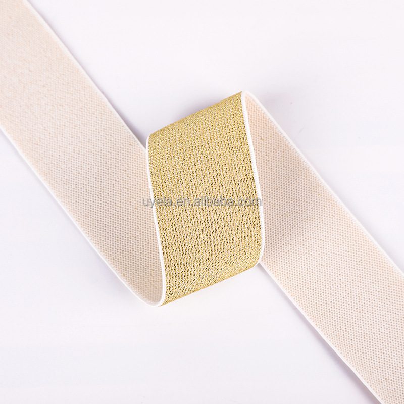 wholesale custom colorful gold silver glitter lurex elastic band for garment accessories