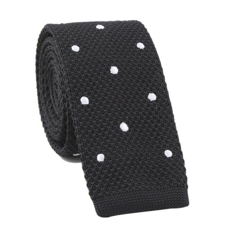 Men's Custom Colorful Polyester Neck Ties with Polka Dots Fashion Style Embroidered Knit Ties