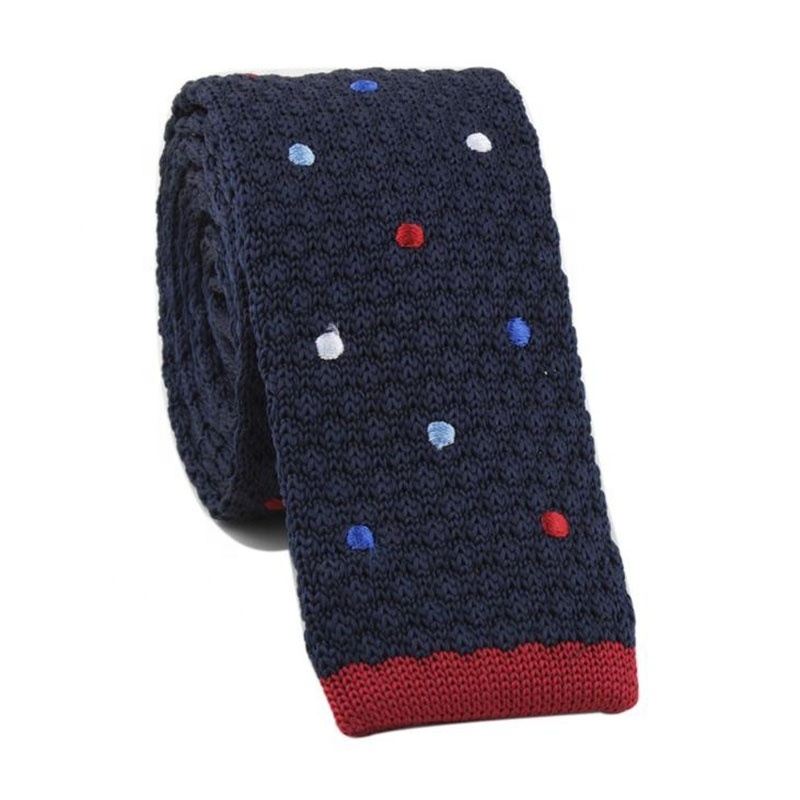 Men's Custom Colorful Polyester Neck Ties with Polka Dots Fashion Style Embroidered Knit Ties