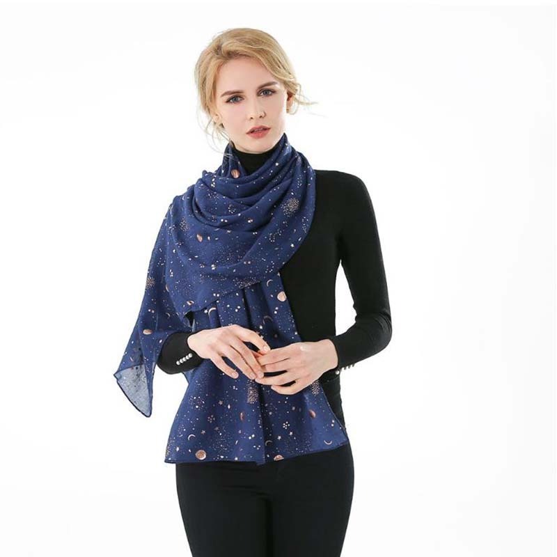 wholesale star moon glitter cotton thin outdoor shawl scarf for women