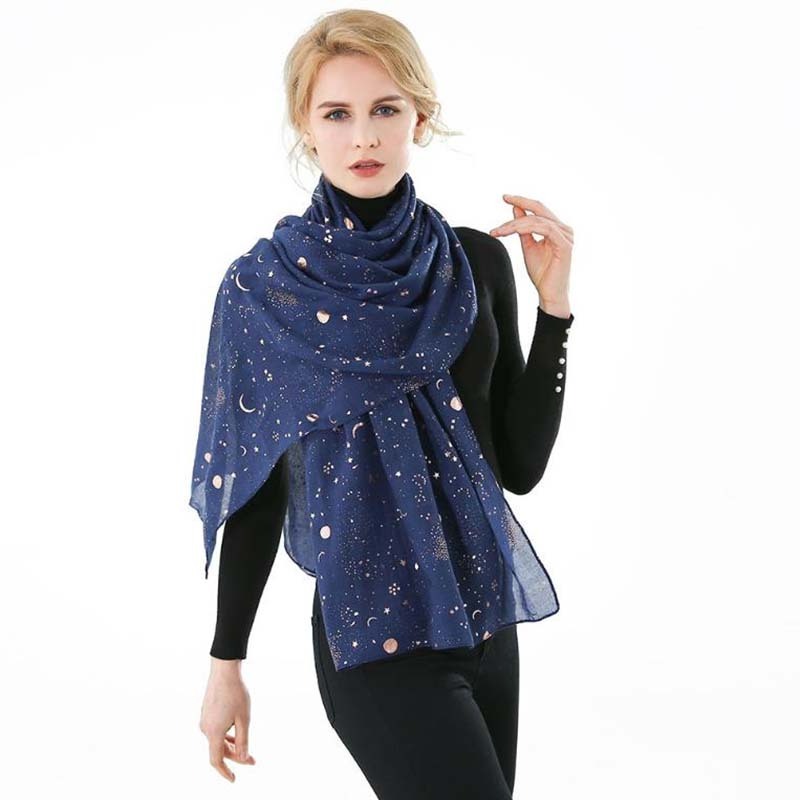 wholesale star moon glitter cotton thin outdoor shawl scarf for women