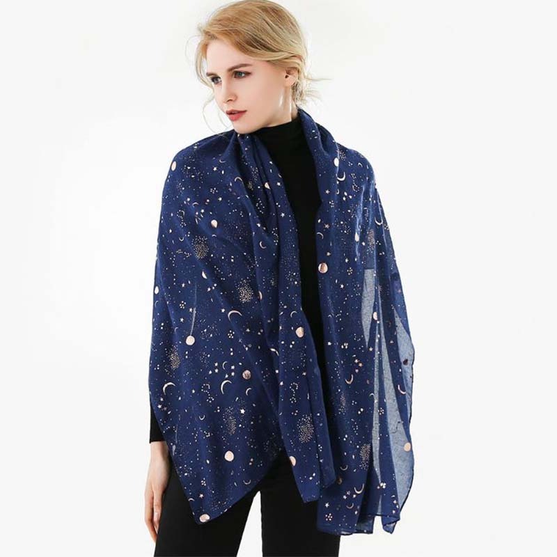 wholesale star moon glitter cotton thin outdoor shawl scarf for women