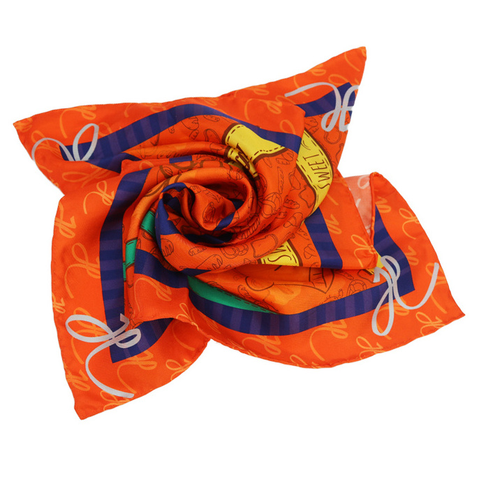 100% silk bandana scarf with brand name