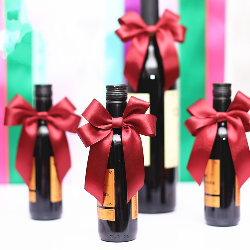 wholesale manufacture custom decorative ribbon bows for wine bottles neck