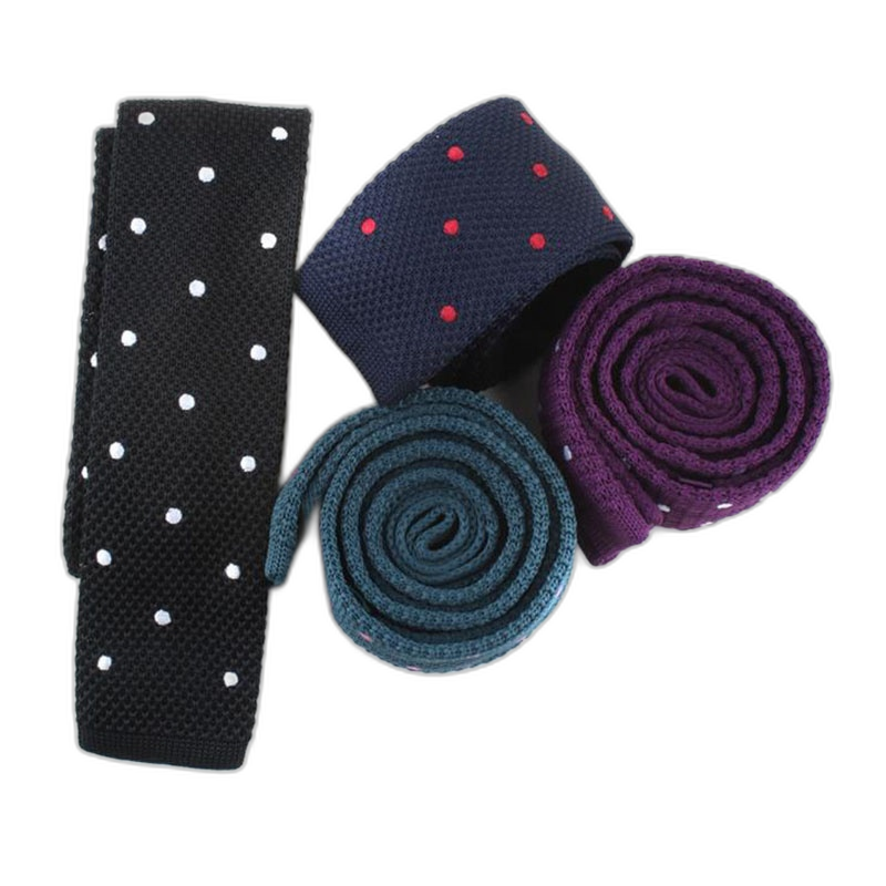 Men's Custom Colorful Polyester Neck Ties with Polka Dots Fashion Style Embroidered Knit Ties