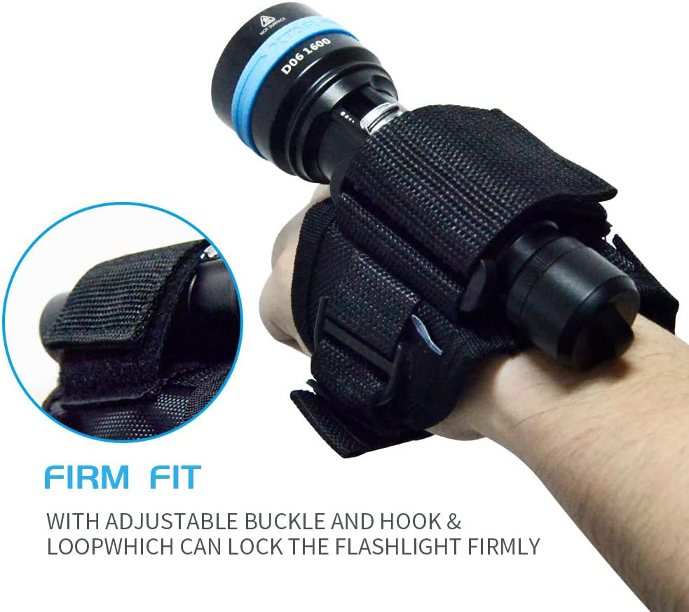 Nylon Hand-Free Torch Holder Soft Hand Mount for Dive Lights Led Flashlight Adjustable Wrist Strap Diving