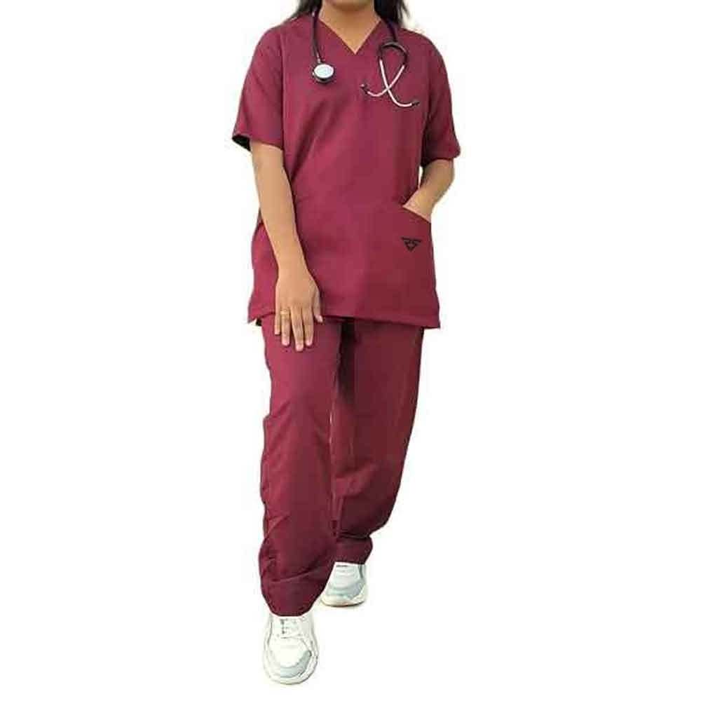 Customized Logo Design OEM Red Colour Bleach Resistant Medical Scrubs Wholesale Cheap Prices High Quality