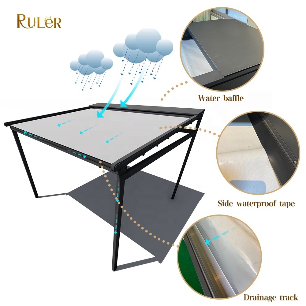 Wholesale Patio PVC fabric Cover Gazebo Electric Roof Awning Motorized Waterproof Retractable Pergola