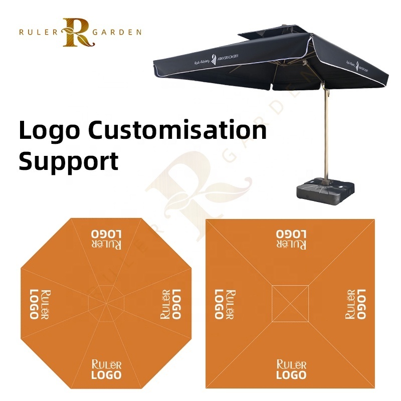 Commercial Customized Logo Outdoor Restaurant Cafe Hotel Sunshade Parasol Aluminum Patio Umbrella