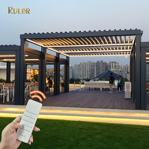 Luxury windproof waterproof with different size louver roof electric aluminum louver pergola garden gazebo for Outdoor clubs