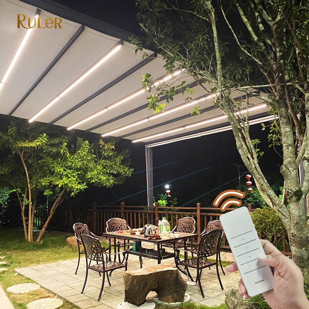 Popular Retractable roof systems PVC pergolas Aluminum Gazebo for Restaurant