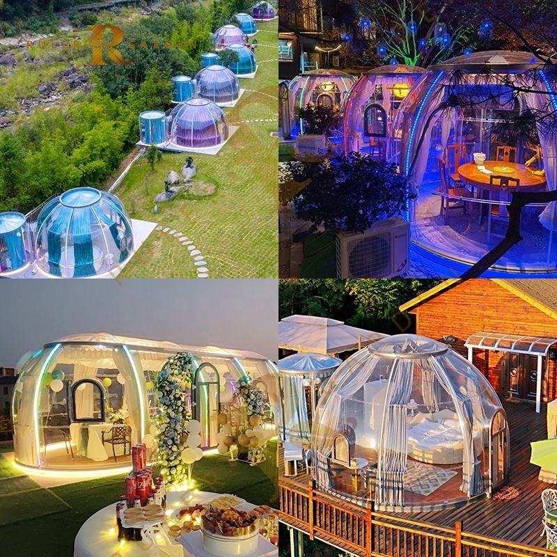 Modular full transparent camping restaurant bubble tent Outdoor prefab house dome hotel room PC Dome Tent