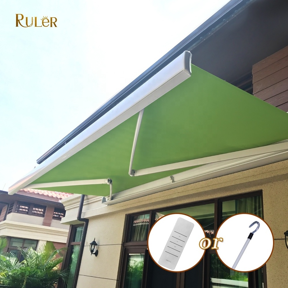 Outdoor Motorized retractable canopy sunshade crank arm awning aluminum patio awning