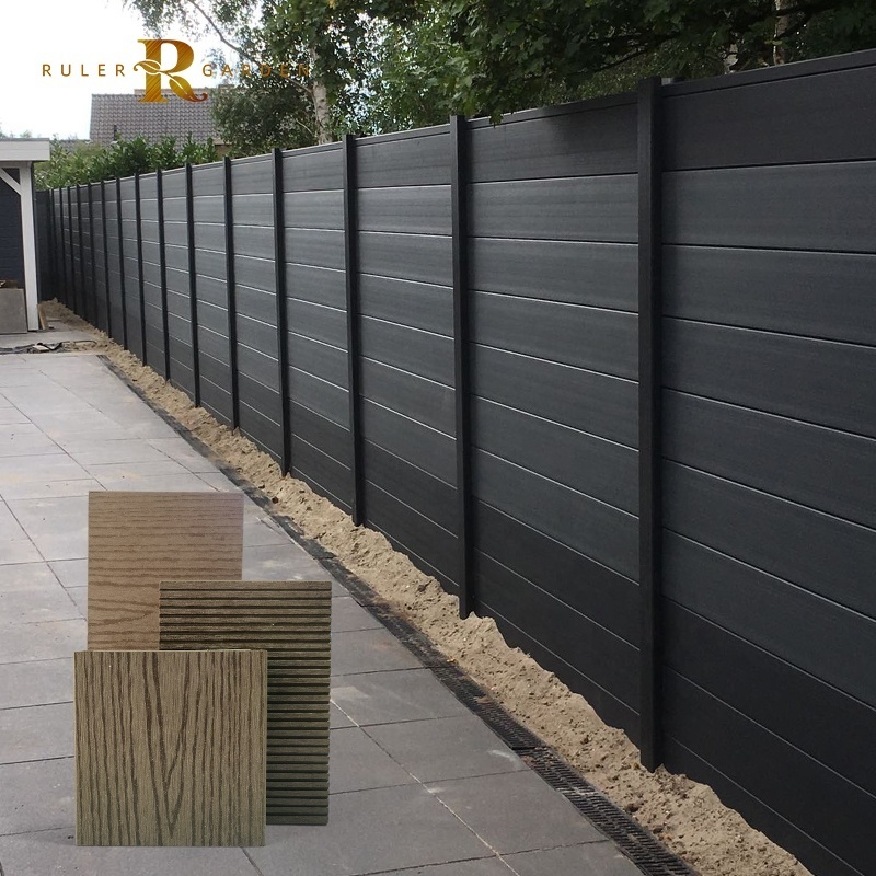 Garden supplier wholesale exterior fences aluminum frame WPC wood plastic composite wood panel