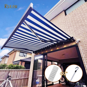 Electric outdoor remote control canopy awning folding retractable villa Cassette Awning with LED