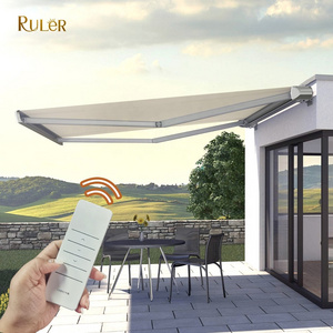 Outdoor Motorized retractable canopy sunshade crank arm awning aluminum patio awning