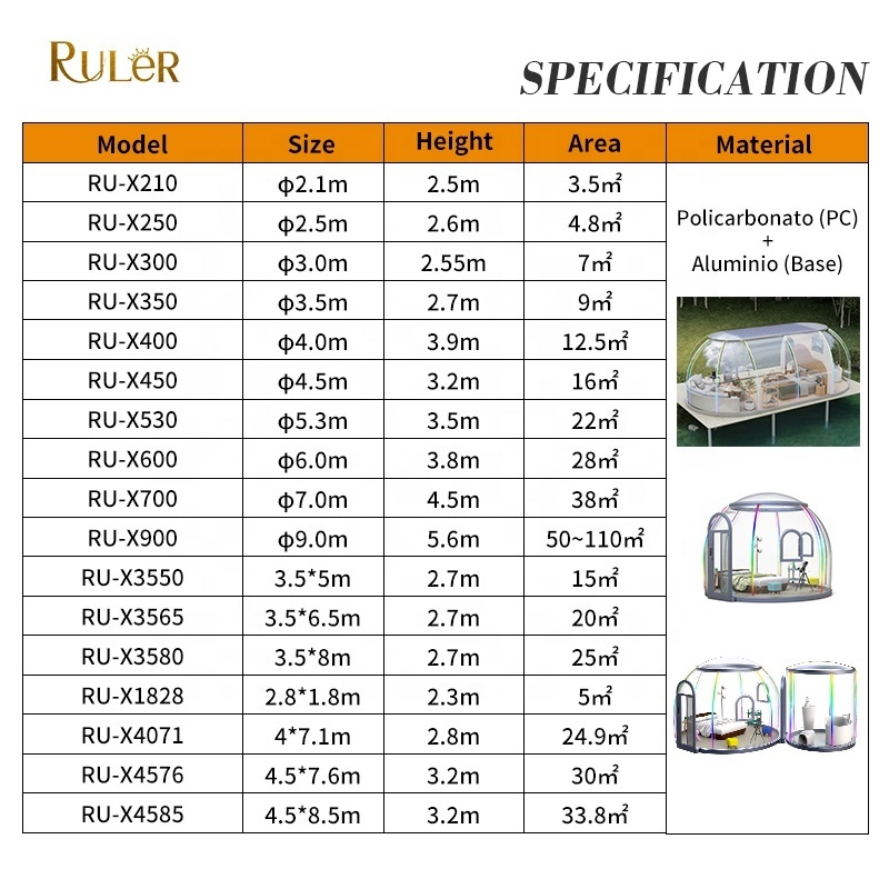 Transparent Dome House China Factory Clear 3.5 M Diameter Polycarbonate Dome House