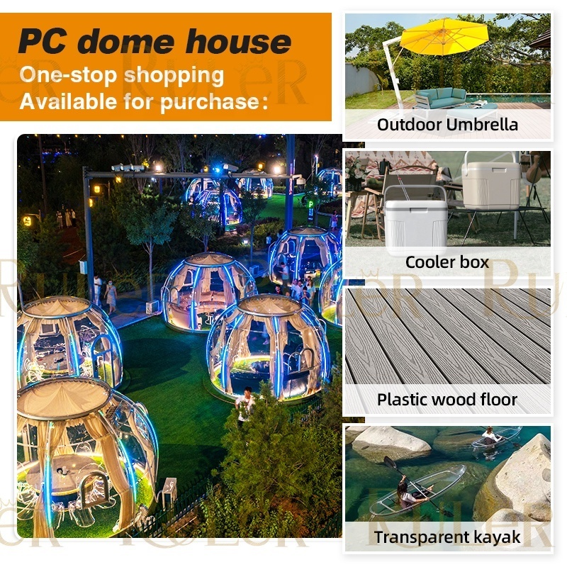 Custom Size Outdoor igloo tent 3.8m PC Clear Bubble Transparent Tent Waterproof Dome Tent for Casual Cafe