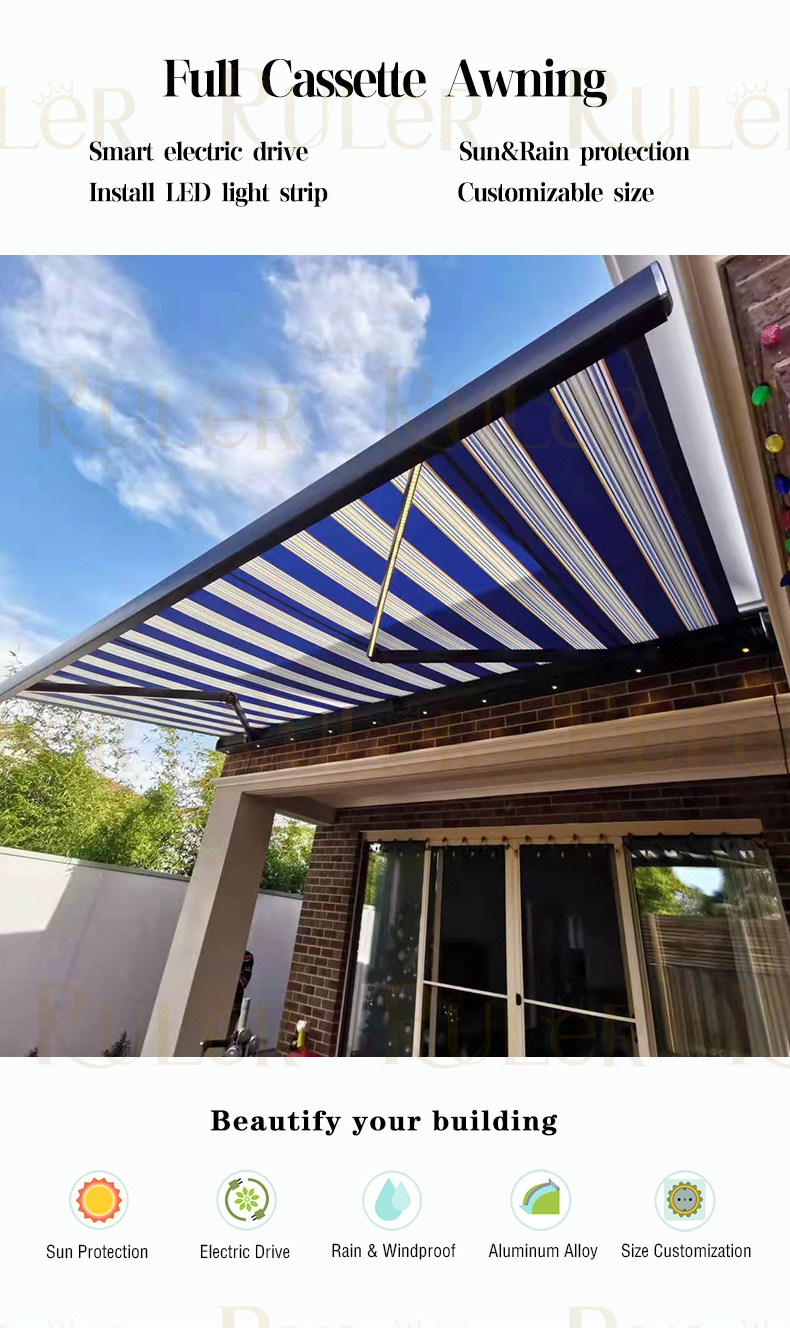 Outdoor Electric Window Sun Shade Folding Arm Retractable Canopies Awning