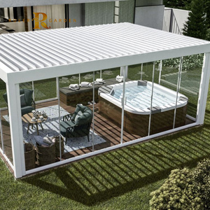 Customized OEM European all seasons Patio Enclosureprefab winter garden motorized aluminum pergola gazebo glass balcony sunroom