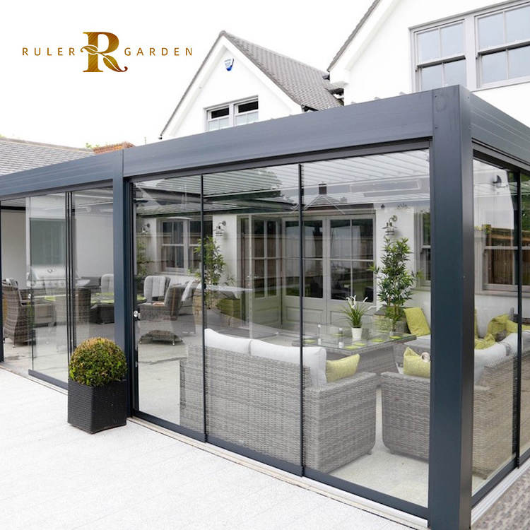 Winter garden house room 4 Season solarium patio houses with aluminum extrusion profile prefab sunroom glass balcony sunroom