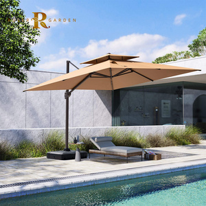 Wind resistant polyester custom villa outdoor garden furniture patio swimming pool sun umbrella aluminum cantilever parasol