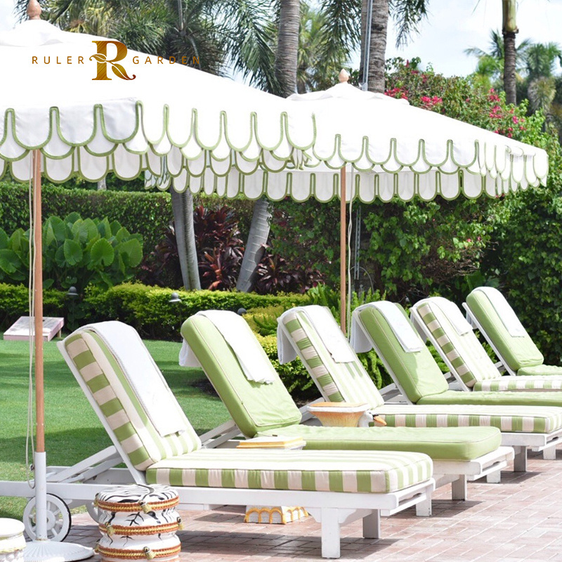 Customized outdoor sun shade hotel pool seaside scallop umbrellas aluminum frame patio banana cafe umbrella garden beach parasol