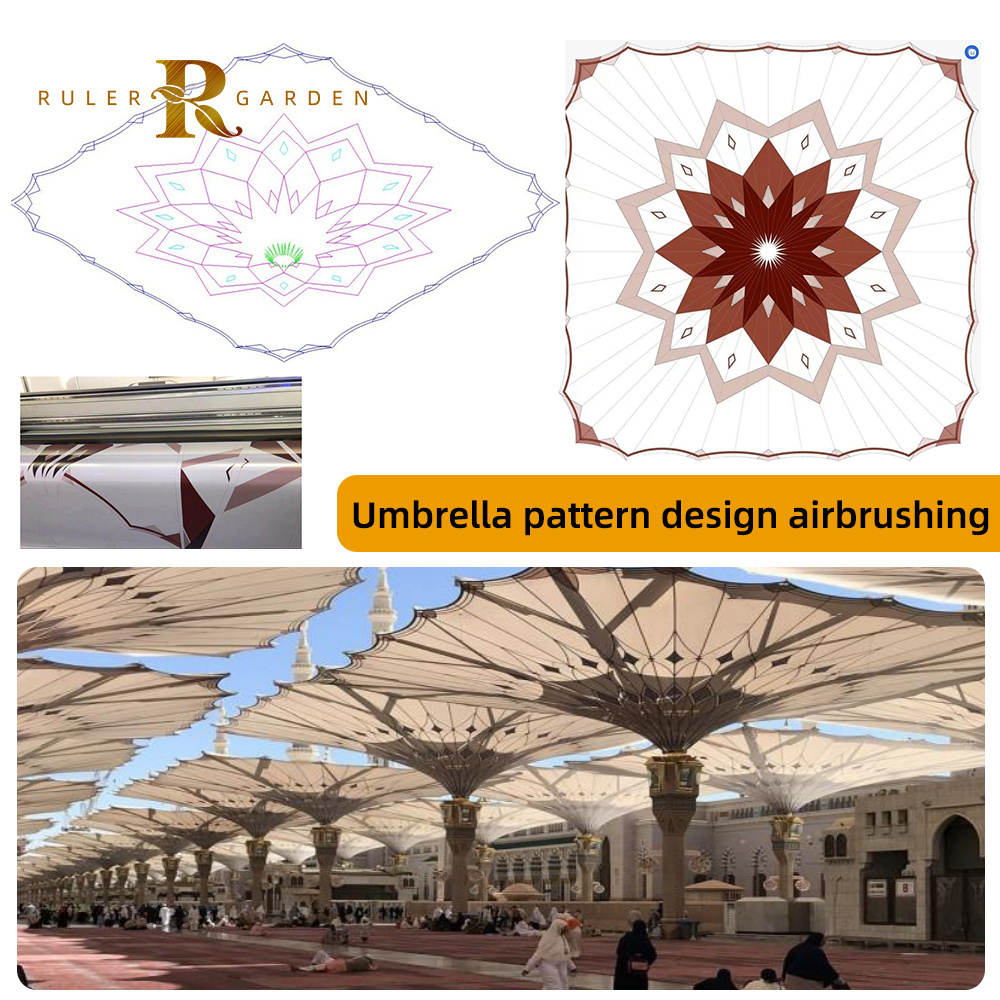 Customised design extra large terraces patio sun shade religious automatic luxury led flash light smart outdoor canopy umbrella