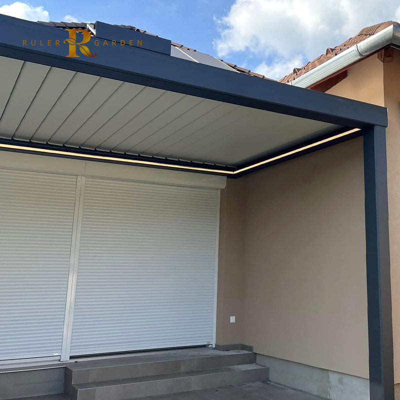 Motorized electric bioclimatique roof system cover waterpoof pergolas brackets outdoor aluminum louvered bioclimatic pergola