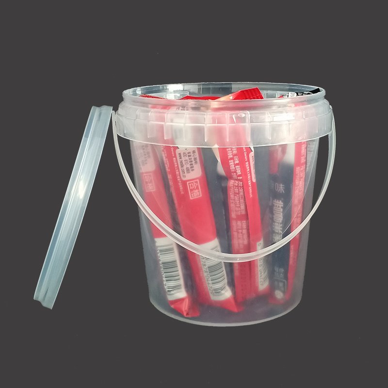 Factory Supply 500ml-5L Food Grade Clear Plastic Bucket With Lid And Handle Commercial Round Bucket Can Be Printed Logo