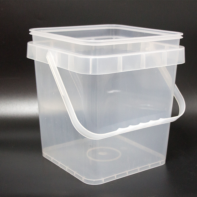 Custom 2L 5L 20L Clear Square Plastic Bucket With Lid And Handle  Plastic Food Container Cotton Candy Packaging