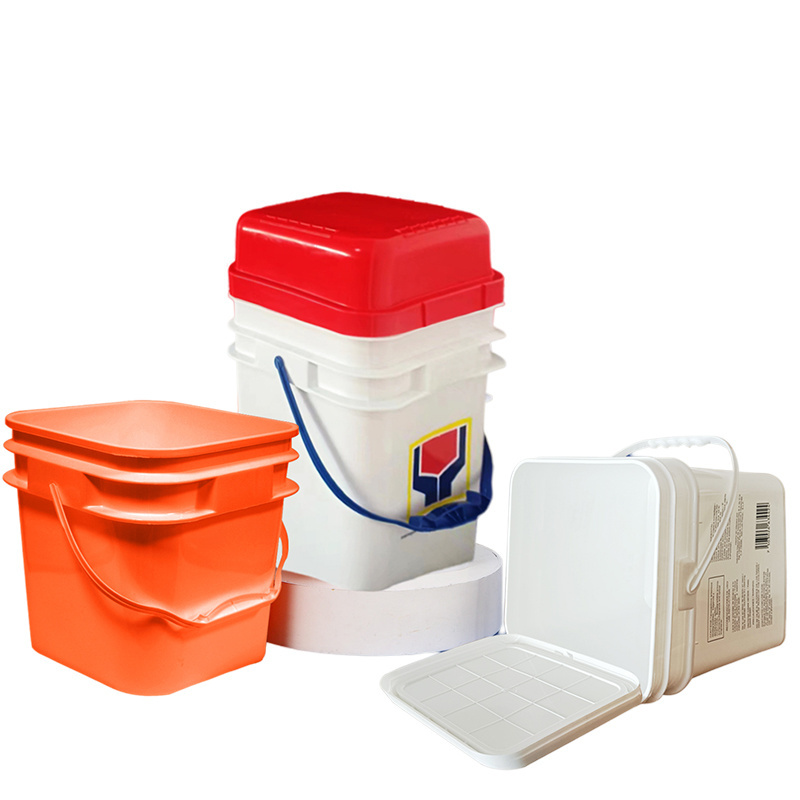 Recyclable Feeder Square Plastic Buckets packaging wholesale Storage Barrel with Handle and Lid