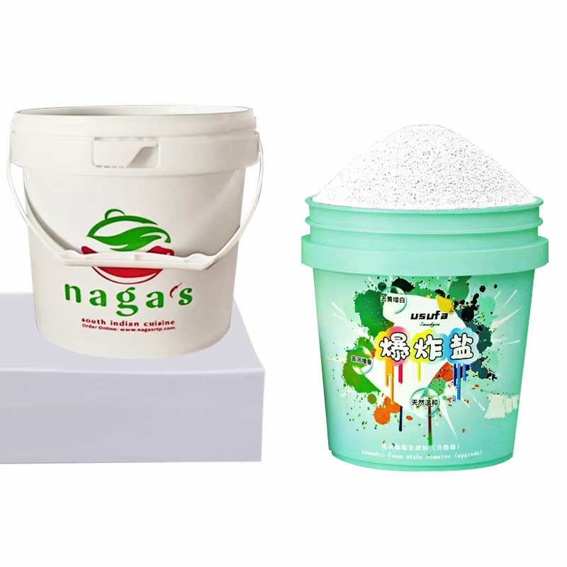 Recyclable Food Grade White Plastic Buckets  For Cotton Candy Ice Cream Container Plastic Clear Bucket With Lid Wholesale