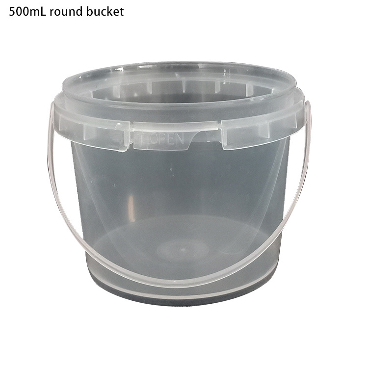 500ml 1L2L3L5L White Clear  Plastic Round Buckets With Lids And Handle Food Grade Packing Bucket Factory Supply