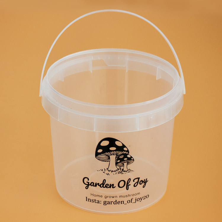 Factory Supply 1l - 5l Clear Plastic Buckets Food Grade Bucket With Handles And Lids Custom Colors Printing Logo