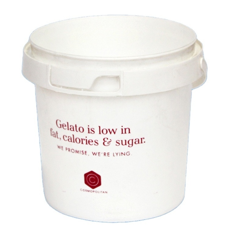 Wholesale  plastic bucket With Lid food grade ice cream bucket can Printing logo  yogurt candy bucket