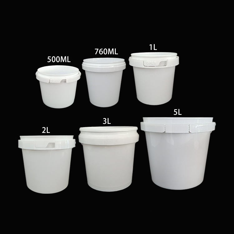 500ml 1L2L3L5L White Clear  Plastic Round Buckets With Lids And Handle Food Grade Packing Bucket Factory Supply