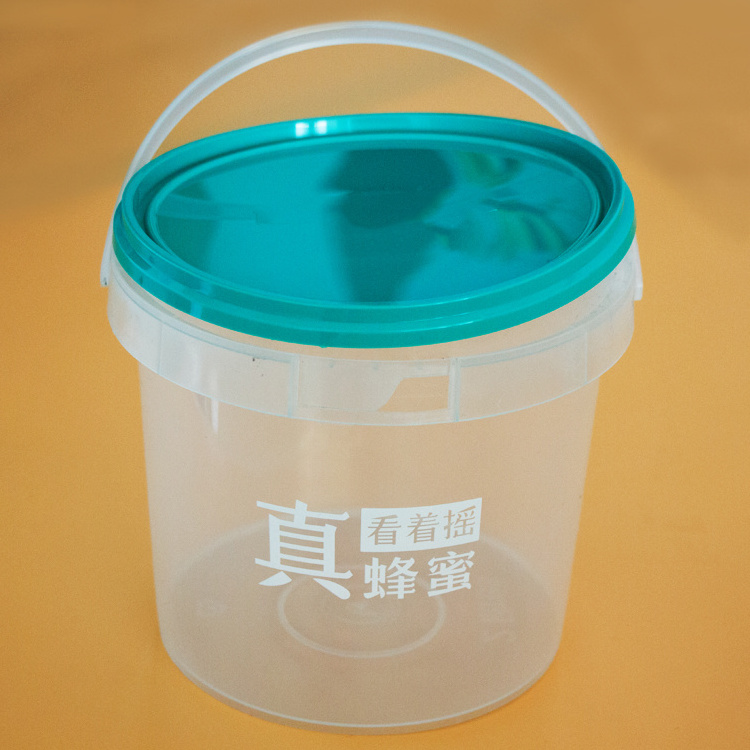 Factory Supply 1l - 5l Clear Plastic Buckets Food Grade Bucket With Handles And Lids Custom Colors Printing Logo