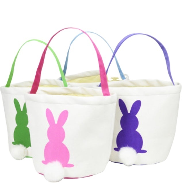 Wholesale Egg And Candy Basket Canvas Fabric Easter Basket With Handle