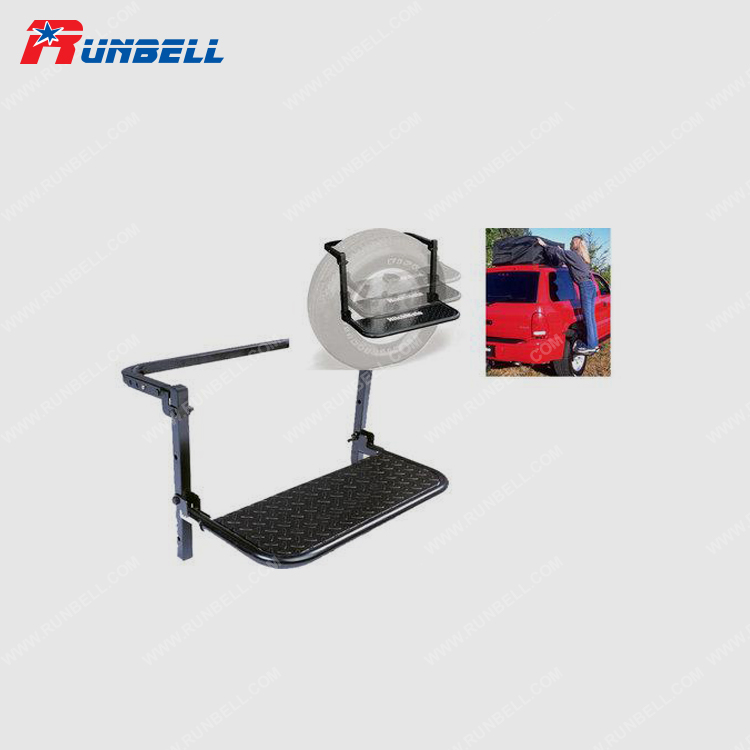 Heavy Duty Tire Step for Truck and SUV with Non-Slip Steel Surface, Adjustable to Fit Tire, Fold Flat for Storage