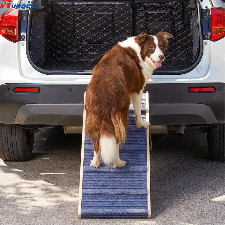 Wooden Adjustable Pet Ramp Dogs and Foldable Dog Ramp Non-Slip Dog car Ramps for Bed Couch