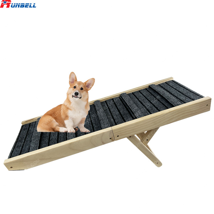 Wooden Adjustable Pet Ramp Dogs and Foldable Dog Ramp Non-Slip Dog car Ramps for Bed Couch