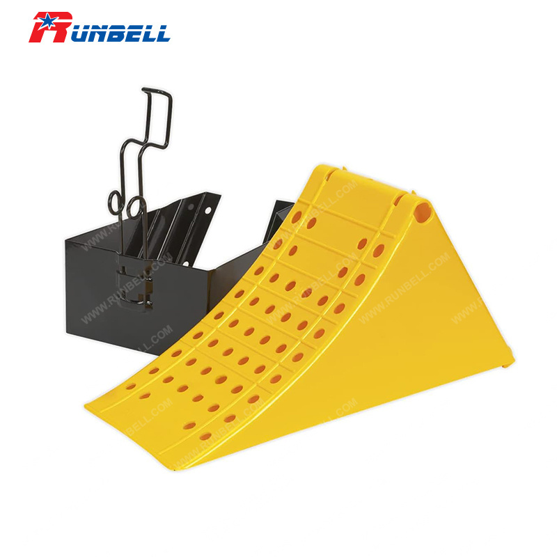 Portable Plastic Truck Wheel Chock with Brackets Mounted on the Wall or Trucks