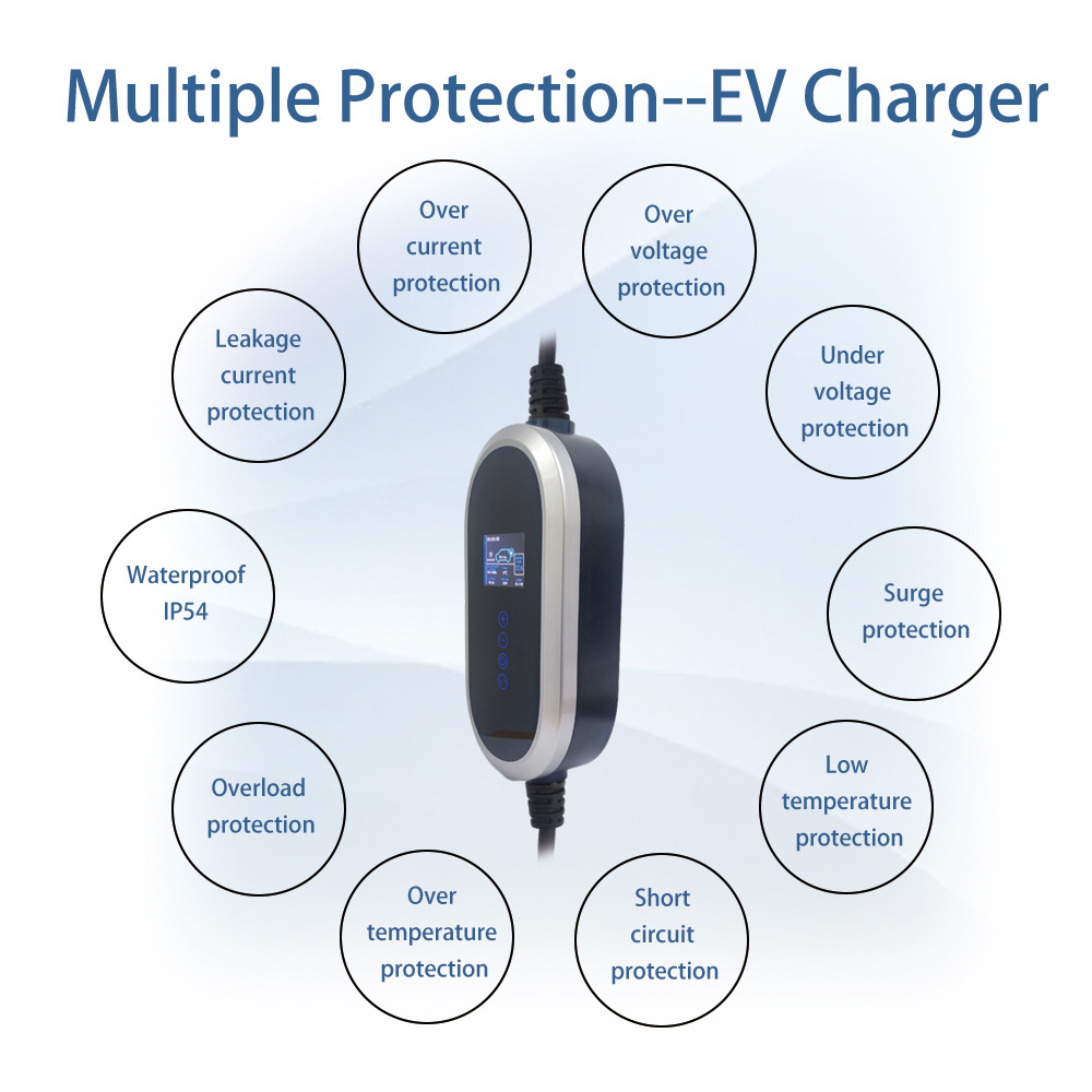 Home electric car charger ev charging station 16A 32A type1 type 2 3.5KW 7KW 11.5kw mobile EV charger station for Tesla