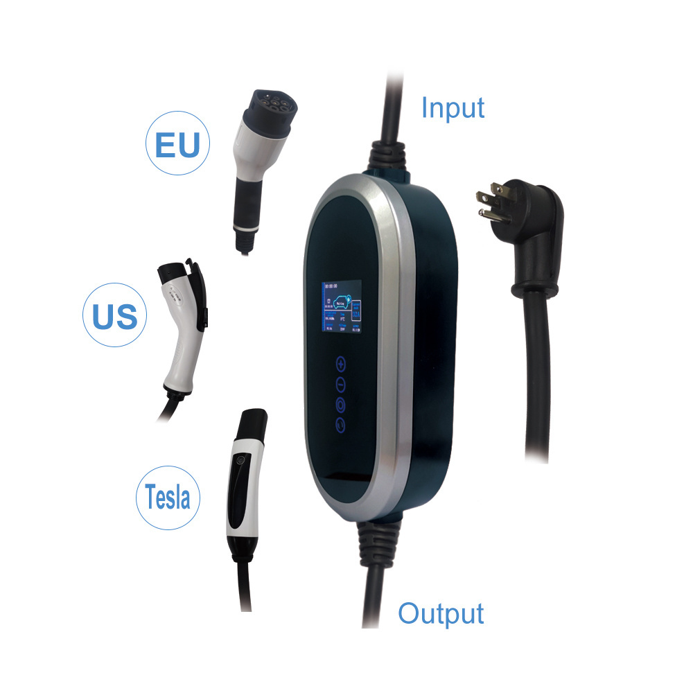 Home electric car charger ev charging station 16A 32A type1 type 2 3.5KW 7KW 11.5kw mobile EV charger station for Tesla