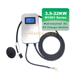 Wallbox mounted fast ev charger 16A 32A 48 Amp OCPP Type 1 Type 2 fast ev charging pile ev charger 22kw 32a