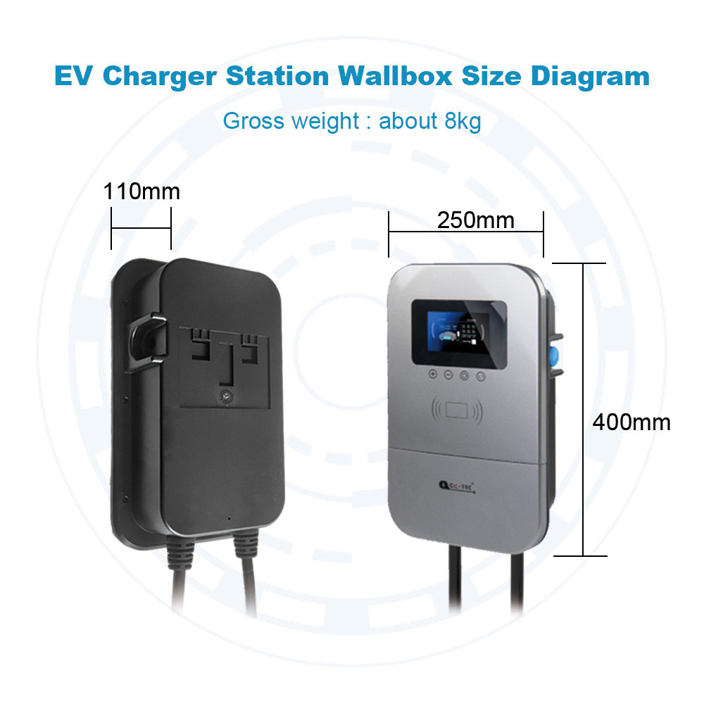 Wallbox mounted fast ev charger 16A 32A 48 Amp OCPP Type 1 Type 2 fast ev charging pile ev charger 22kw 32a