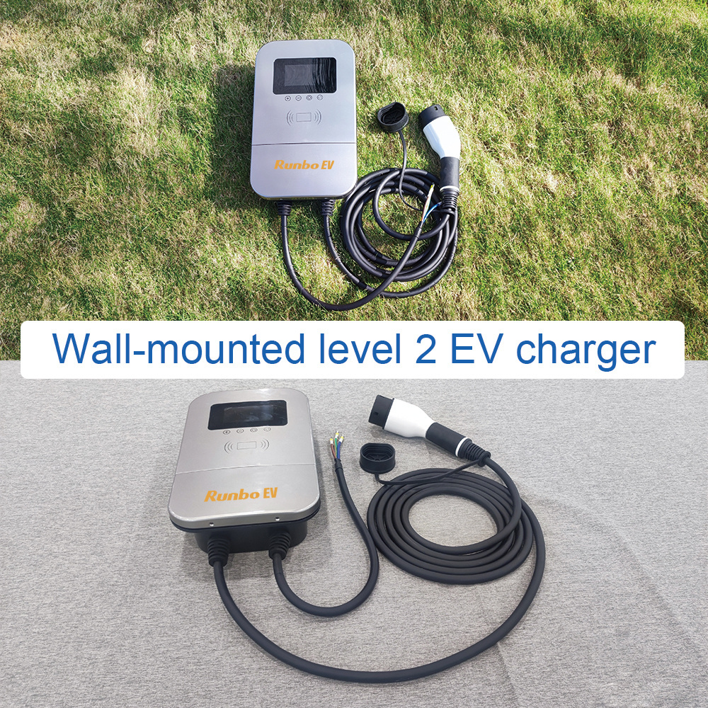 Wallbox mounted fast ev charger 16A 32A 48 Amp OCPP Type 1 Type 2 fast ev charging pile ev charger 22kw 32a