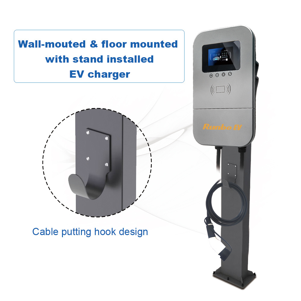 Wallbox mounted fast ev charger 16A 32A 48 Amp OCPP Type 1 Type 2 fast ev charging pile ev charger 22kw 32a